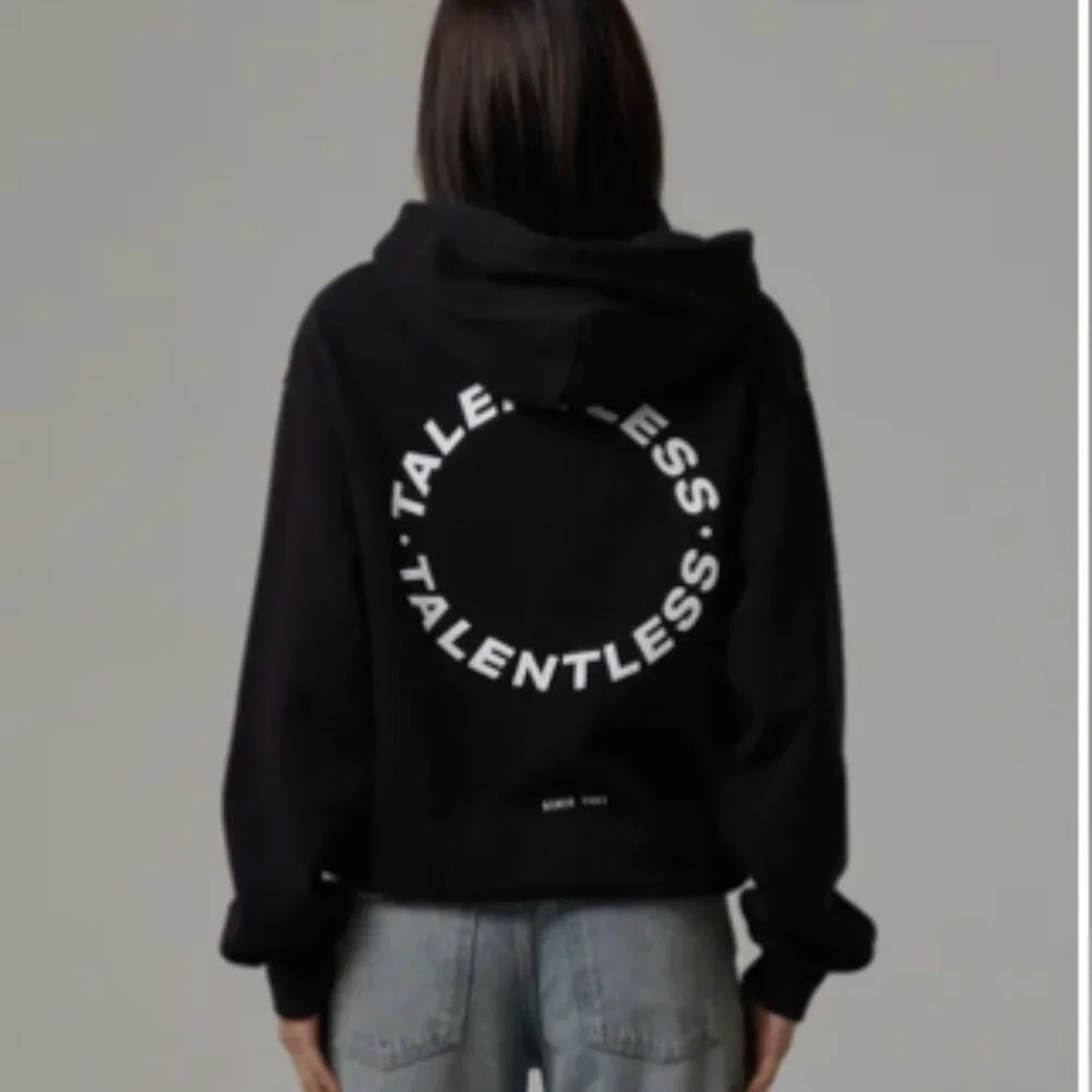 TALENTLESS WOMENS CIRCLE LOGO HOODIE - Size L - Black - Picture 1 of 8
